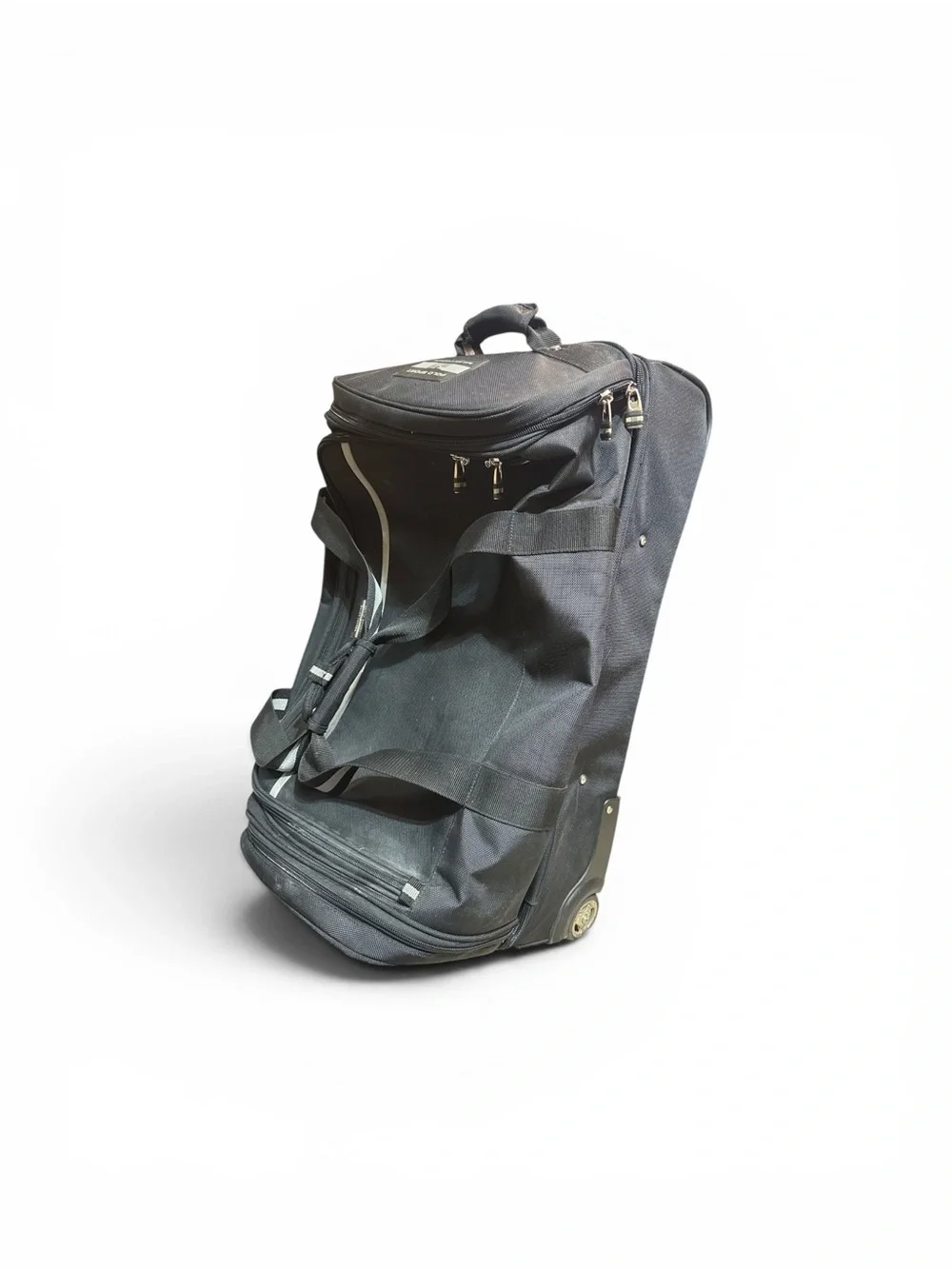 Vintage 1990s Black Polo Sport Ralph Lauren Large Rolling Duffle Bag 30”x17”x15”